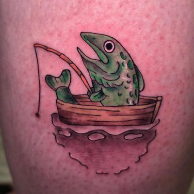 Little Over the Garden Wall design from my flash 

#overthegardenwall #tattoolif… — tattoo by Kyle Soden, Honesdale, PA
