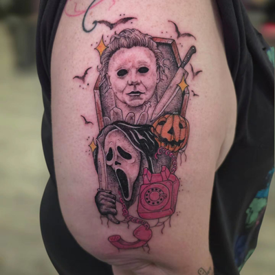 Spooky season is upon us 🎃🔪 
Loved getting to do this piece and would love to … — tattoo by Kyle Soden, Honesdale, PA