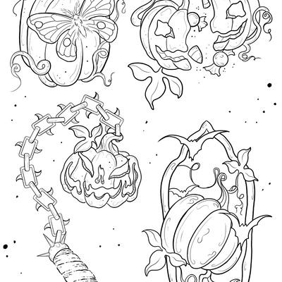 New fall/halloween flash available to book! I would love to do these in color or… — tattoo by Kyle Soden, Honesdale, PA