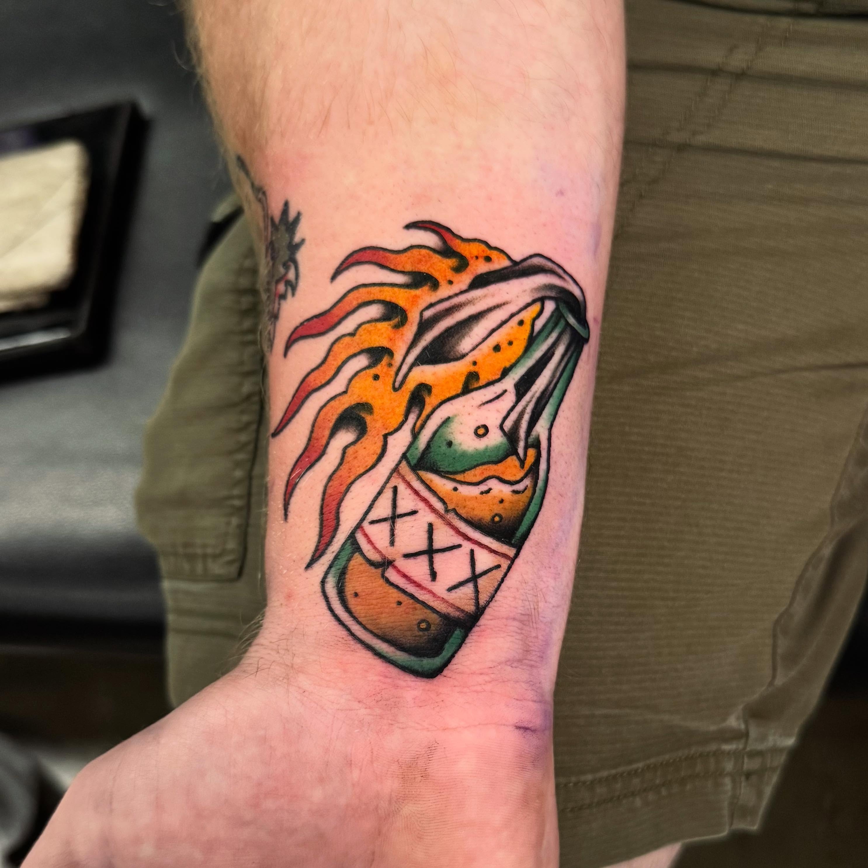 A few more tattoos I did at the @portlandtattooartsfestival 
We got a molotov co… — tattoo by Aiden Busiel, Chicago, Illinois
