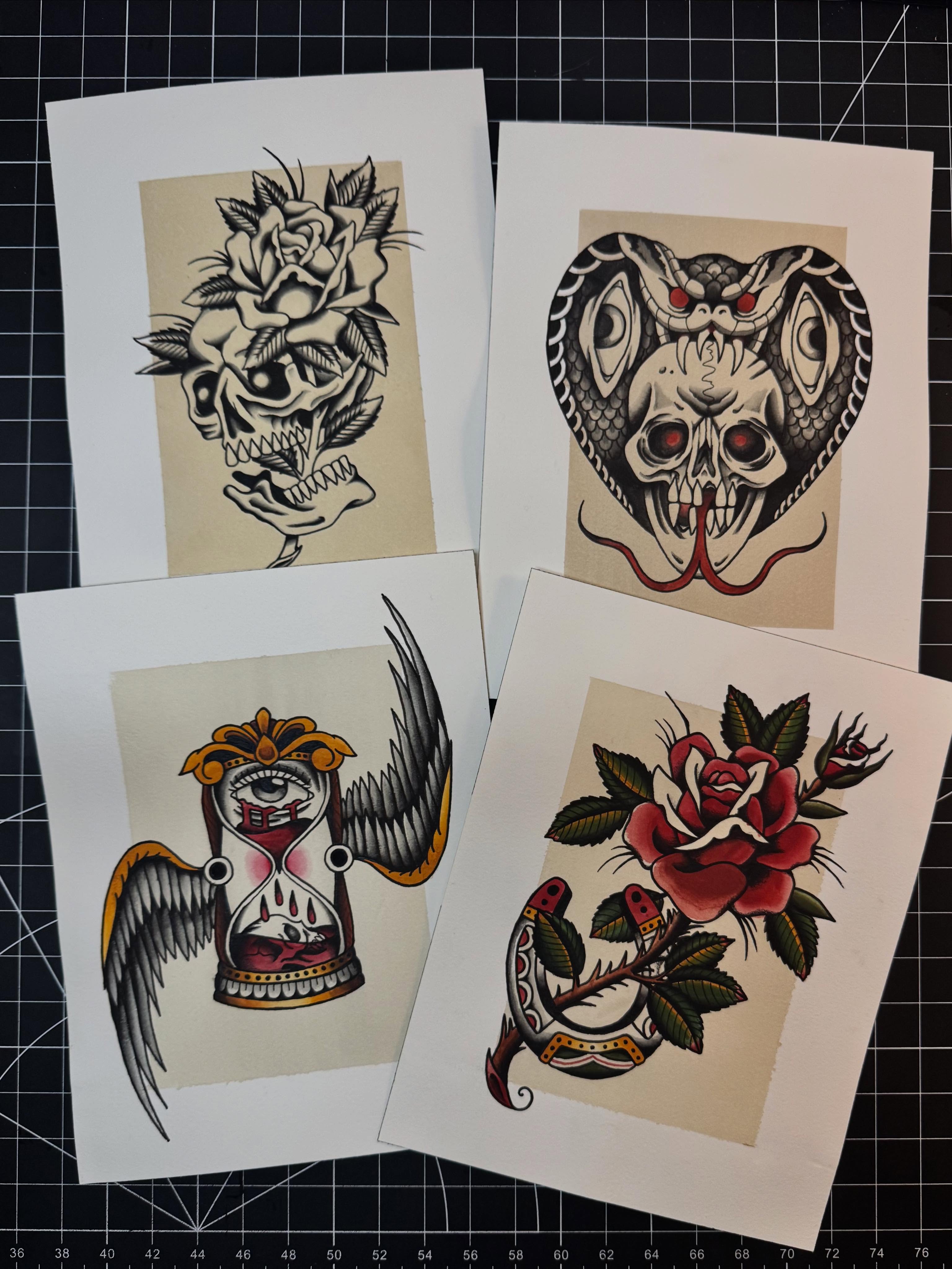 A few finished 8x10 paintings I have done recently ;)
Each one I tried something… — tattoo by Aiden Busiel, Chicago, Illinois