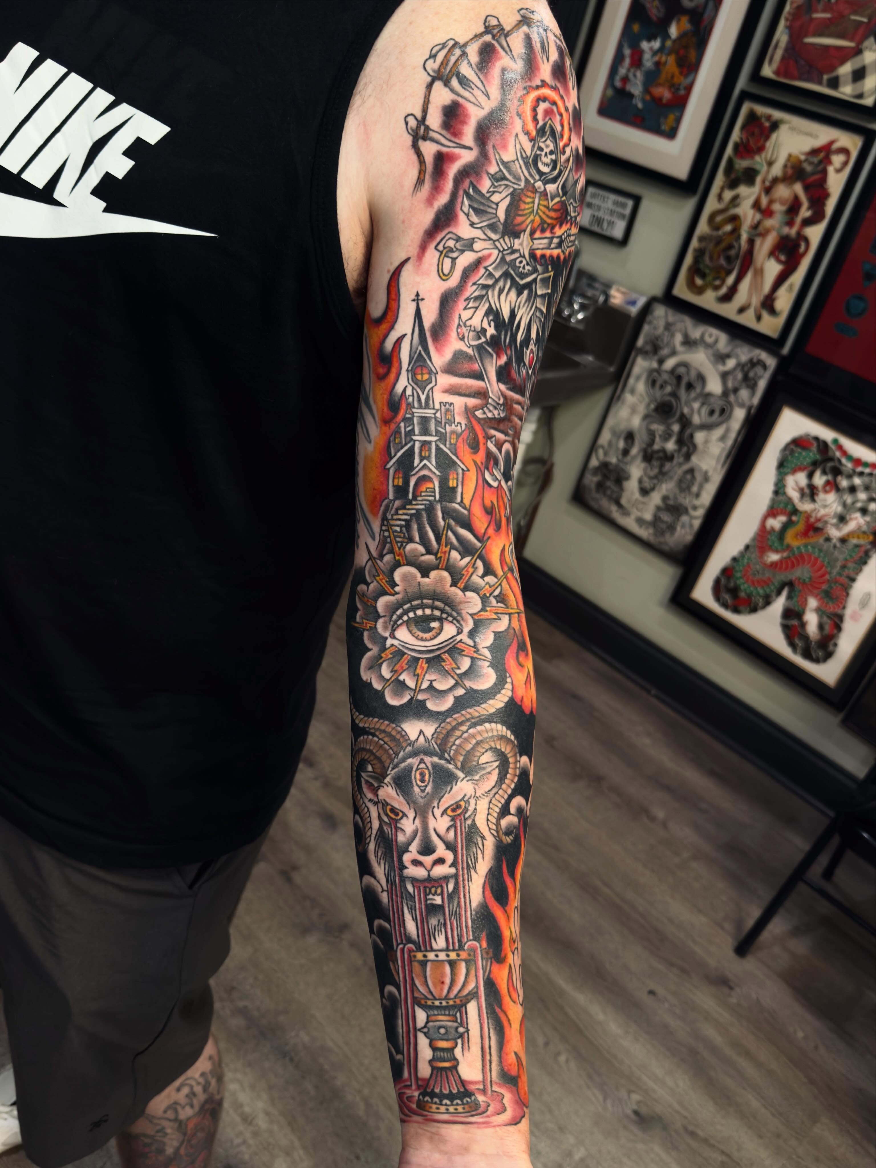 Finally finished up this sleeve for Josh! Im so grateful to have such an amazing… — tattoo by Aiden Busiel, Chicago, Illinois