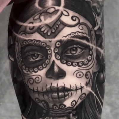 calavera catrina — tattoo by Osi Cruz, Houston, Texas