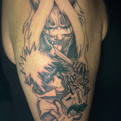 Minato “The Fourth Hokage” with the shinigami reaper death seal 👹 looking to do… — tattoo by Christopher Alexis, North Providence, Rhode Island