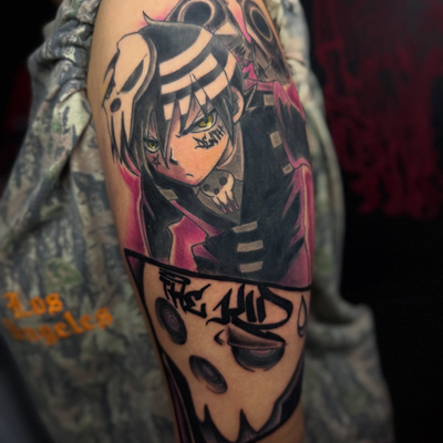 Death The Kid & his Dad Death from Soul Eater 💀🔥
Thank you for letting me do w… — tattoo by Christopher Alexis, North Providence, Rhode Island