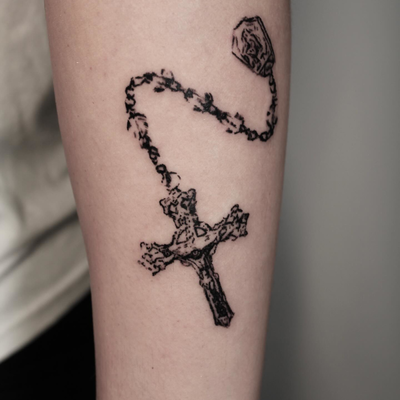 St. Michael Rosary 📿 this is from the exact rosary their family gave them. Than… — tattoo by Drake Chiesa, San Diego, California