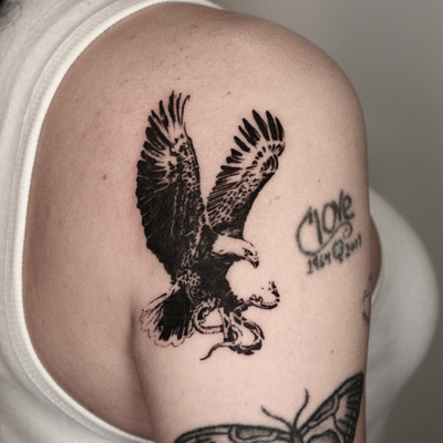 Eagle from my flash 🦅 — tattoo by Drake Chiesa, San Diego, California