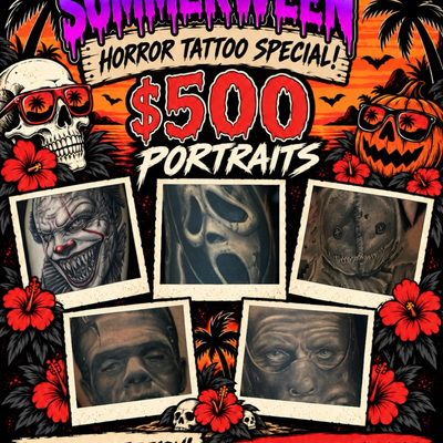 I’m opening a limited number of horror portrait spots for $500 👀 If you’ve been… — tattoo by Dorian Perches, Banning, California