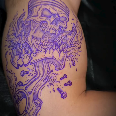 Built for a man who runs toward the heat.

Got to knock out this killer piston s… — tattoo by Dorian Perches, Banning, California