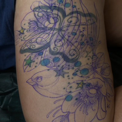 Butterfly had a good run… but it was time for an eviction 😂

Covered it up with… — tattoo by Dorian Perches, Banning, California