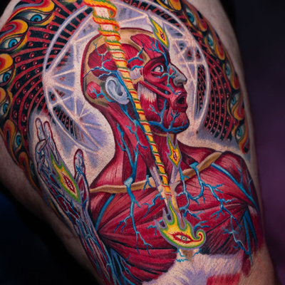 Let’s tattoo some cool shit. Send me a DM. Inspiration @alexgreycosm 
#tooltatto… — tattoo by Slava Bodrov, San Diego, California