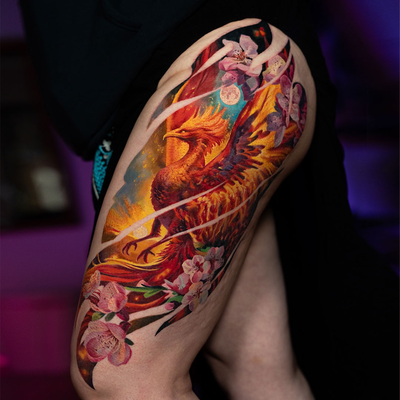 A few big thigh pieces 💪
Still have some time to tattoo @beachparktattoohawaii … — tattoo by Slava Bodrov, San Diego, California