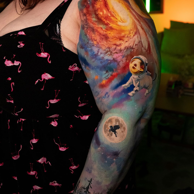 Always down for a space dawg 🤘

Free consults, send me a message or fill out a … — tattoo by Slava Bodrov, San Diego, California