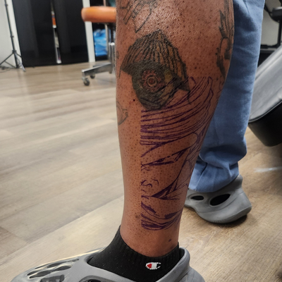 Adding a Piccolo-themed DBZ tattoo to lower leg- #DragonBallZ #Piccolo #Tattoo #… — tattoo by G Money, Willow Grove, Pennsylvania