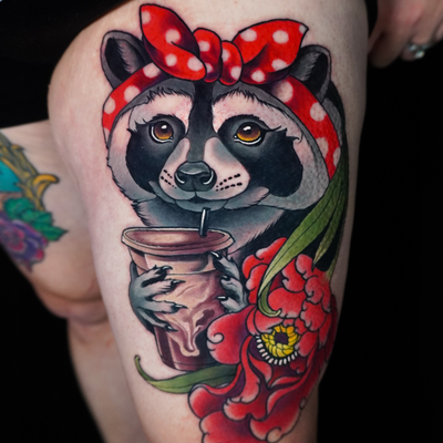 Here’s a few still pics from recent neotrad tattoos, and a trad-as-hell knee bla… — tattoo by Seth Holmes, Pittsburgh, Pennsylvania