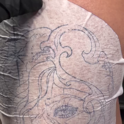 The start of one of my favorite pieces I’ve created so far. A little obsessed. ✨… — tattoo by Sarah Corley, Jefferson, Georgia
