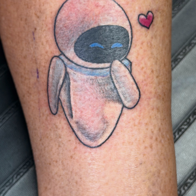 Proof that romance can, in fact, survive the apocalypse.

WALL-E & EVE couples t… — tattoo by Sarah Corley, Jefferson, Georgia