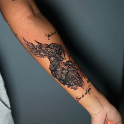 You do not fear. You do not falter. You do not yield🗡️

A custom piece for my p… — tattoo by Jadé-Marie Ho, Woodbrook, Port Of Spain