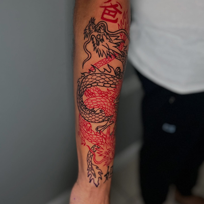 Clean, bold lines ftw🐉
Thank you for your trust🖤

📍 @waraoinktattoogallery 

… — tattoo by Jadé-Marie Ho, Woodbrook, Port Of Spain