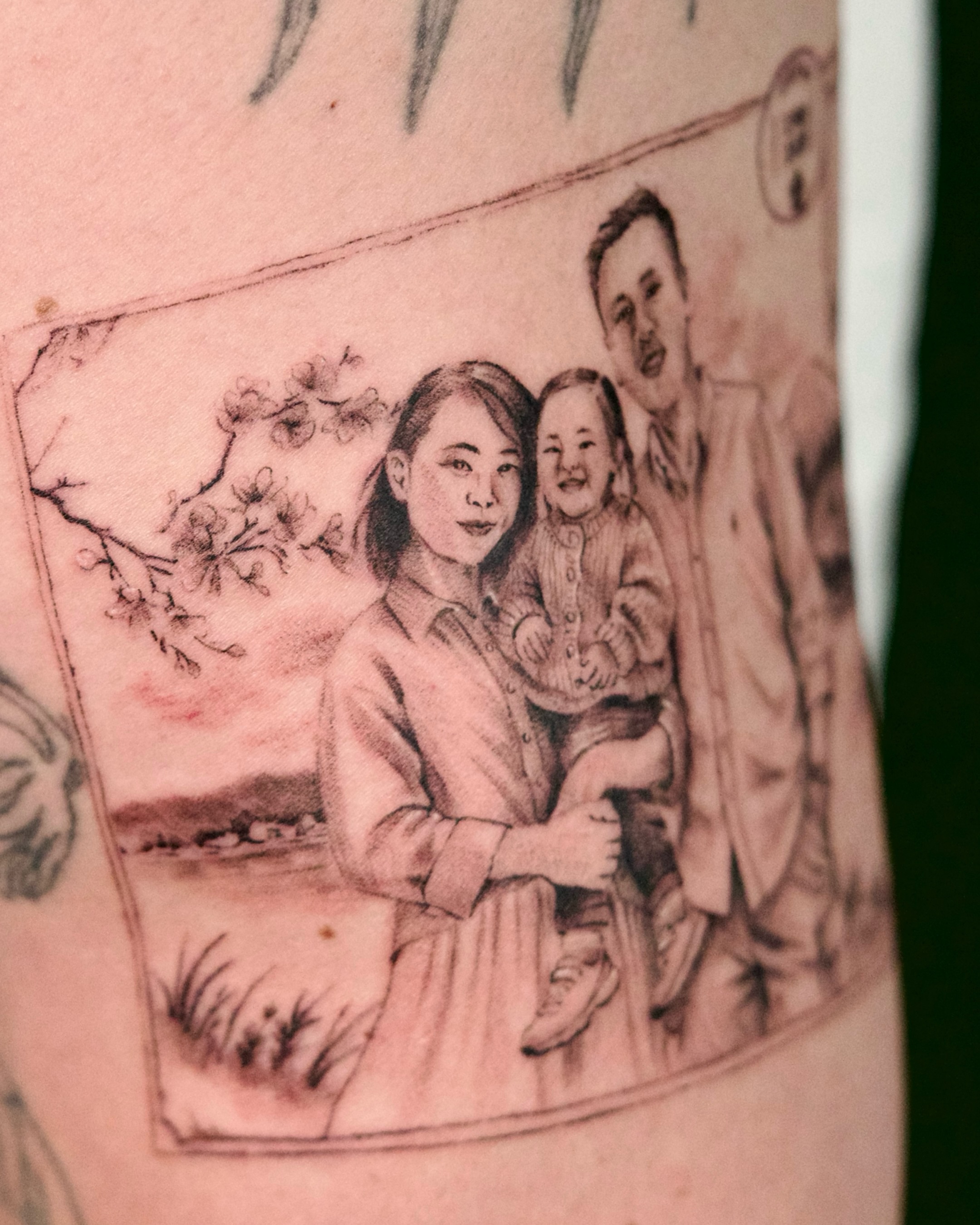 A vintage family postcard from their Japan trip ❤️🌸 
Thank you for trusting me … — tattoo by Vanessa Kee, Singapore, singapore