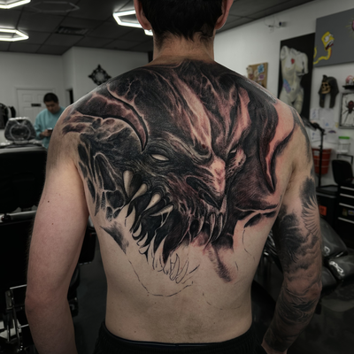 back piece in progress! — tattoo by nicholas mcnab, Staten Island, NY