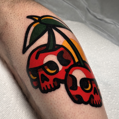 Cherry skulls tattoo
Modern Bold — tattoo by Jitan Forcier