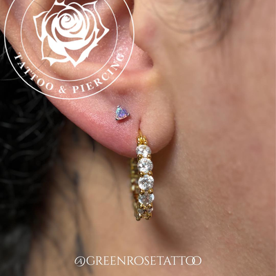 Recent upper lobes from stephensteelstudios with these beautiful AB crystal Tril… — tattoo by Stephen Marion, Holyoke, Massachusetts