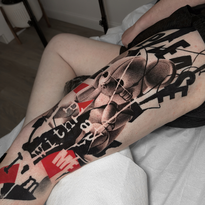 Outer part of legsleeve — tattoo by Alexander Mironenko, Boston, Massachusetts