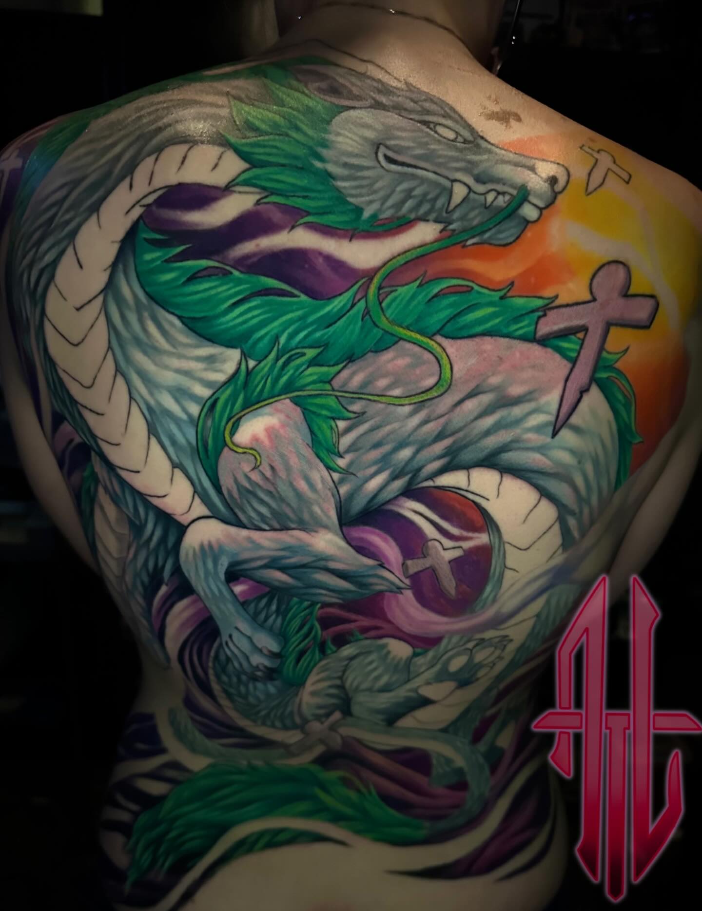 Progress on Kristen Spirited Away back piece so far. We are so close!
This was h… — tattoo by Andrew Luce, East Ridge, Tennessee