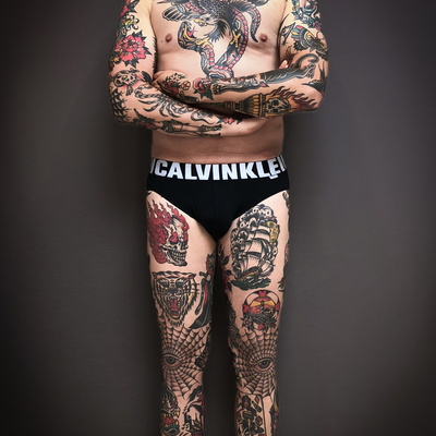 FULL TRADITIONAL TATTOO BODY — tattoo by Christian Otto, Beverly Hills, California