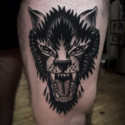 Wolf head for Zack
Done at my new beautiful tattoo home @memoirtattoo 

Now book… — tattoo by Christian Otto, Los Angeles, California