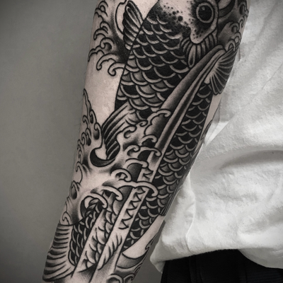 KOI FISH TATTOO — tattoo by Christian Otto, Beverly Hills, California