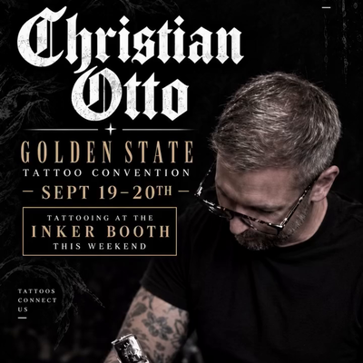 I’M EXCITED TO BE TATTOOING AT THE @inker_app BOOTH AT THE @goldenstatetattooexp… — tattoo by Christian Otto, Los Angeles, California