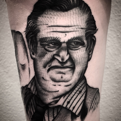 HIT ME UP IF YOU WANT A TRADITIONAL STYLE PORTRAIT #willdarnell — tattoo by Christian Otto, Beverly Hills, California