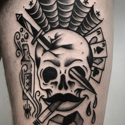 MAN’S RUIN. FOR INQUIRIES IN LOS ANGELES: INFO@CHRISTIANOTTO.COM — tattoo by Christian Otto, Beverly Hills, California