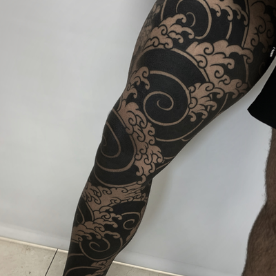 // FREEHAND LEG SLEEVE. DM OR EMAIL FOR APPOINTMENTS OR OTHER INQUIRIES IN LOS A… — tattoo by Christian Otto, Beverly Hills, California