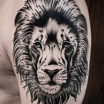 Traditional Lion Head Tattoo — tattoo by Christian Otto, Beverly Hills, California