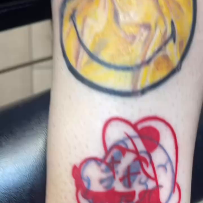 Anaglyph Tattoo of Mario — tattoo by Dan Vergez, Stamford, Connecticut