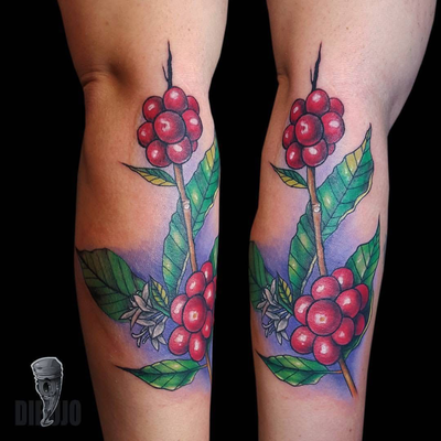 Coffee beans — tattoo by DiBUJO TV