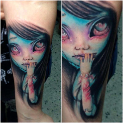 Doll — tattoo by DiBUJO TV