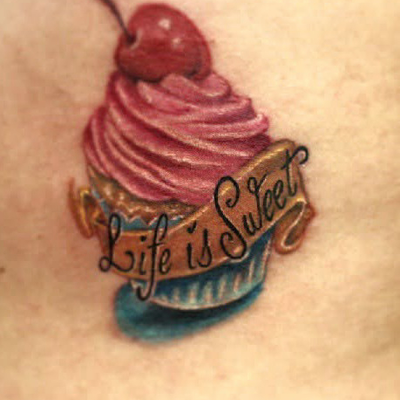Cupcake | Life is Sweet — tattoo by DiBUJO TV