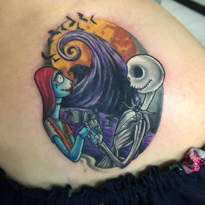 Jack and Sally | Coverup — tattoo by DiBUJO TV