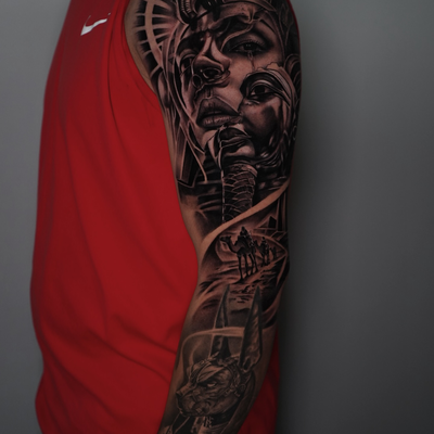 Egypt sleeve🔥⚜️

#tattoos #tattoo #tattooideas #tattoostyle — tattoo by Fredy Amaya, Chelsea, Massachusetts