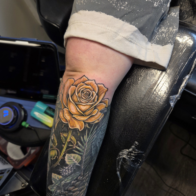 Had a blast doing this rose! — tattoo by Scott Millette, Beaverton, Oregon