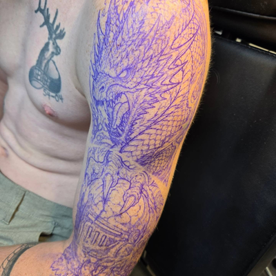 🐉Can't wait to shade this piece out🐉
Thanks @haganj95 for coming in to day and… — tattoo by Scott Millette, Beaverton, Oregon
