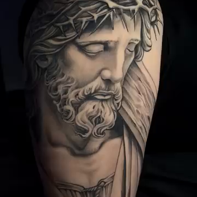 Still in progress with this sleeve but this is completely healed #blackandgreyta… — tattoo by Albert Rosal, Harrison, New Jersey