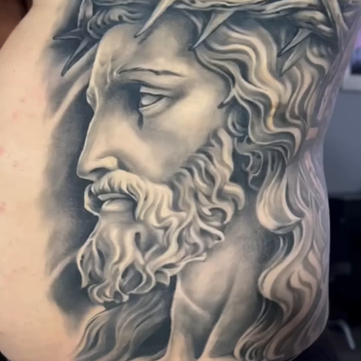 Sacred Strength. Divine Beauty.
A masterpiece of faith and devotion — where pain… — tattoo by Albert Rosal, Harrison, New Jersey