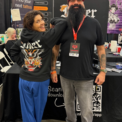 Just having fun at our booth! — tattoo by Joseph Gekko