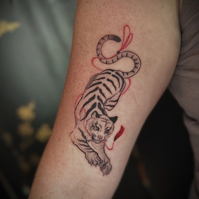 I have been loving putting in these pops of red to add a little something specia… — tattoo by Cece Rodriguez, Colonie, New York