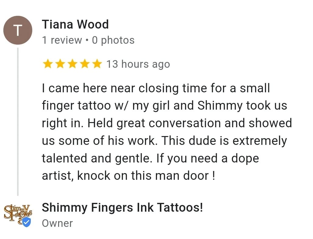 Why count on ig when I been lit on @google for real?!
Appreciate client reviews … — tattoo by Shimmy  Fingers, New York City, New York